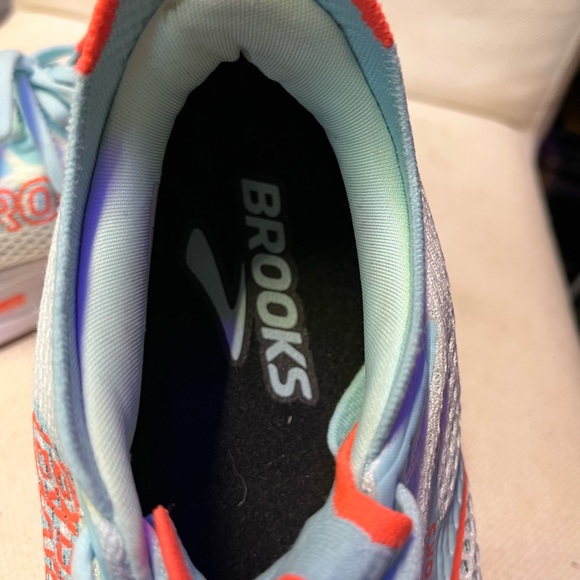 Brooks White, Orange and Light Blue Athletic Shoes - Picture 5 of 6